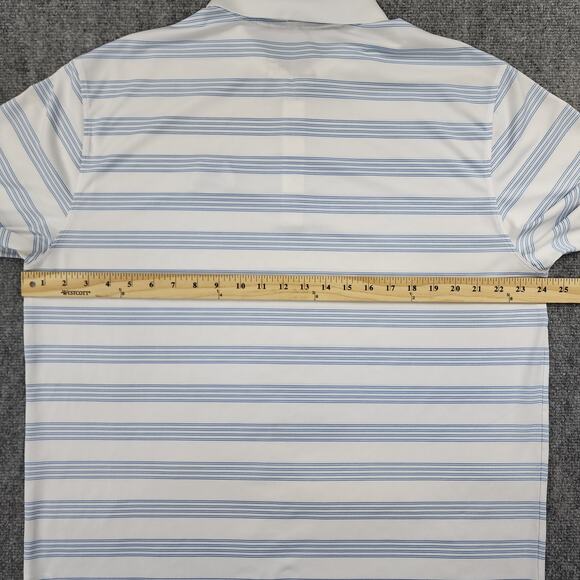 Nike Golf Shirt Mens XL White Blue Striped Active Tour Performance Polo Seaview - Picture 4 of 16